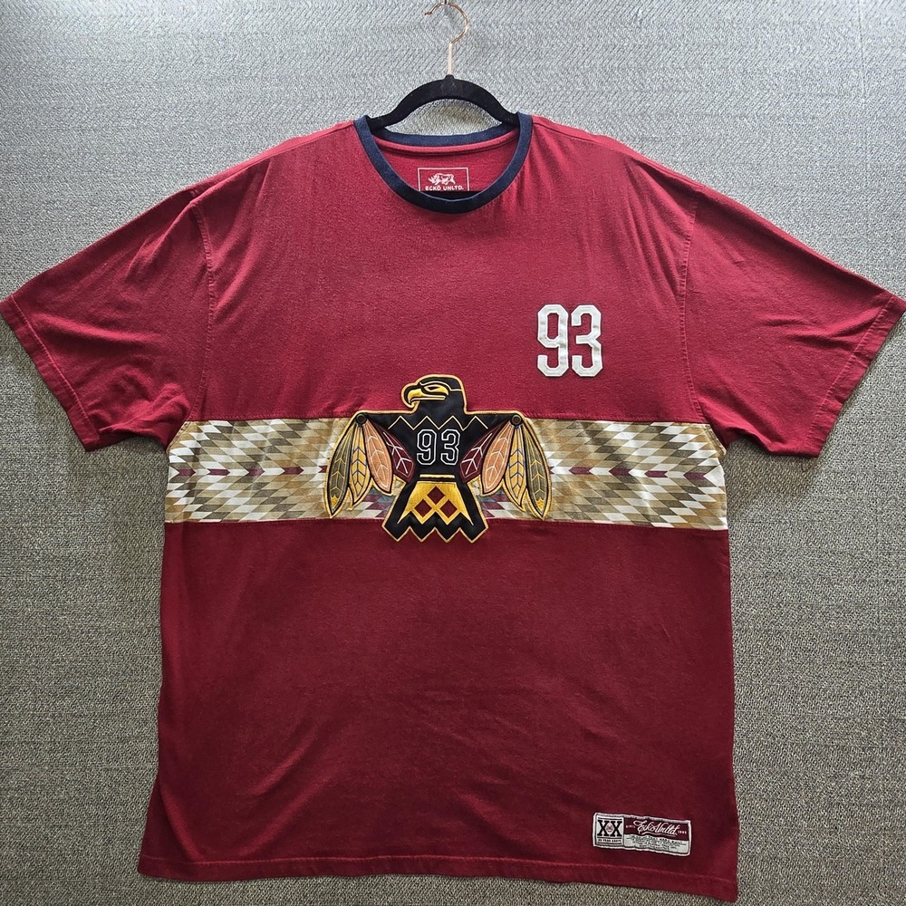 Ecko Unltd Shirt Mens 3XL Red 93 Eagle Aztec Graphic Embroidered Streetwear